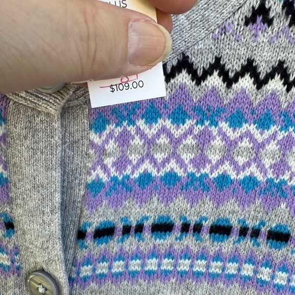 NWT Talbots Pretty & Cozy Gray Lavender Blues Long Sleeve Cardigan - Picture 4 of 6